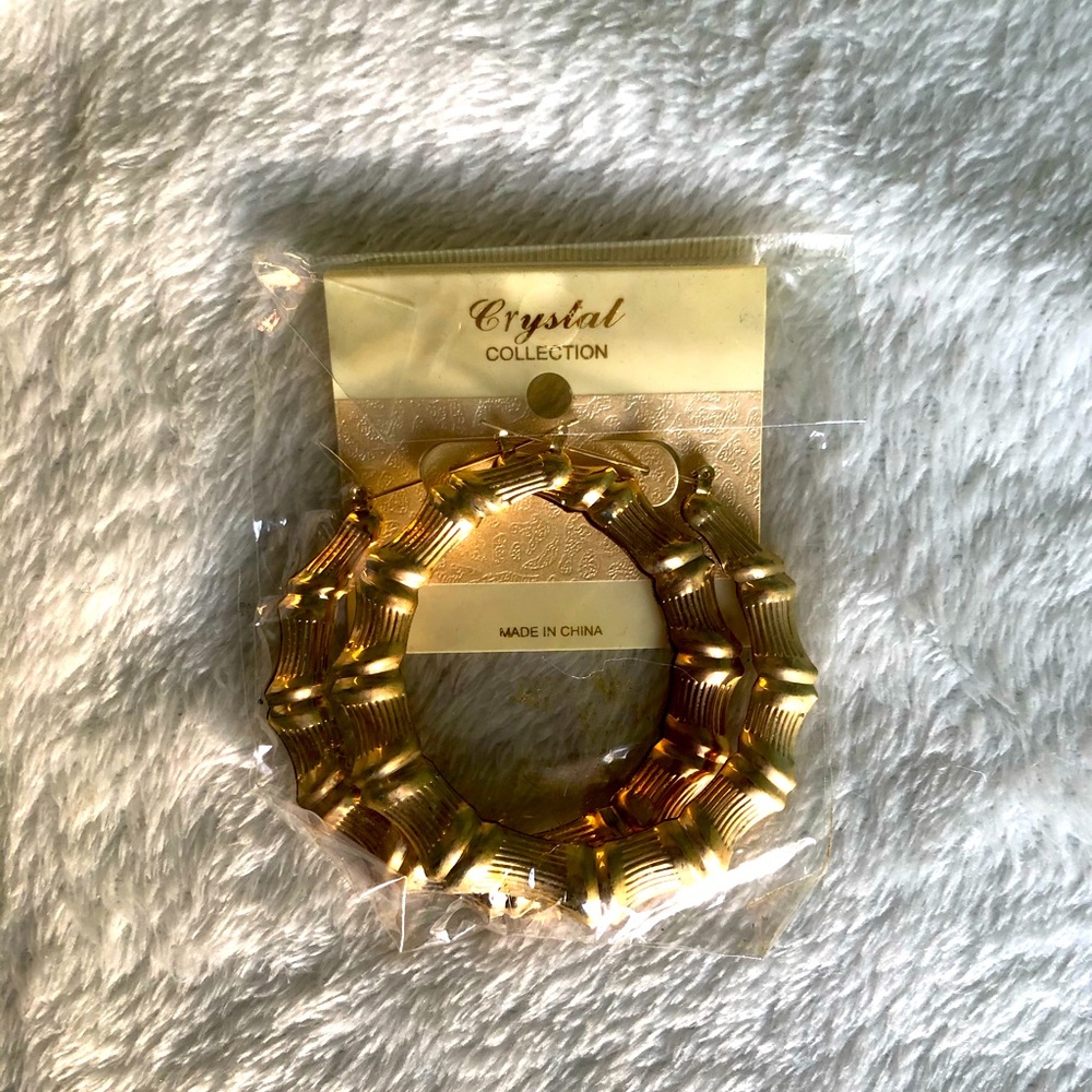 Gold Bamboo Hoop Earrings